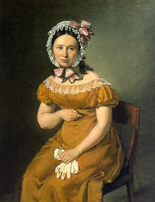 Cathrine Jensen, nee Lorenzen, the artist's wife, 1825, Christian Albrecht Jensen