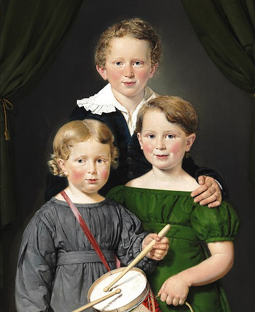 Hans and Bolette Puggaards three children, 1827, Christian Albrecht Jensen