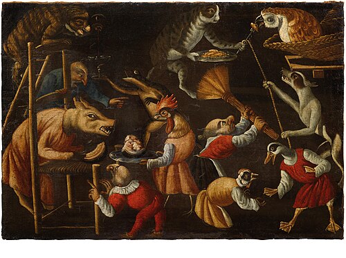 Grotesque scene with animals and dwarf, , Master of the Fertility of the Egg