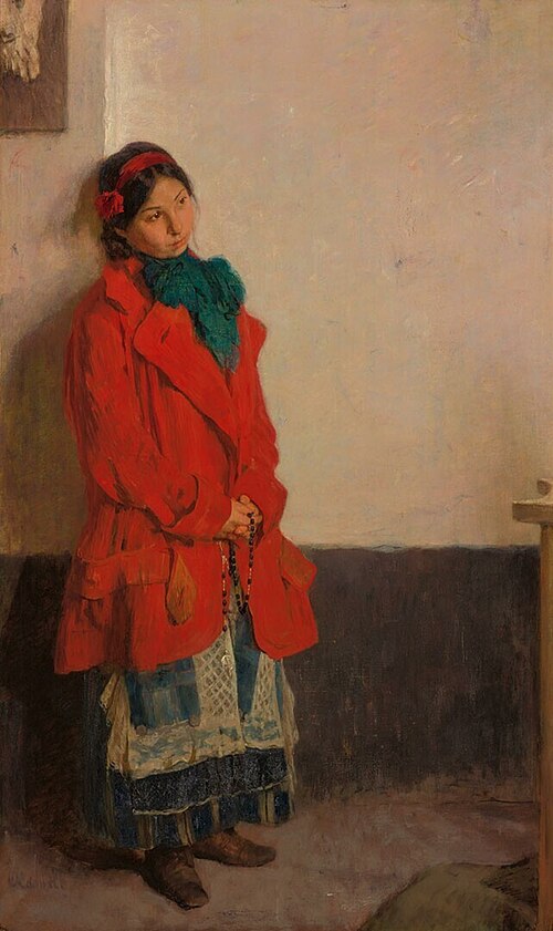 Een zigeunermeisje in een kerk, 1917, Ferdinand Gustaaf Willem Oldew