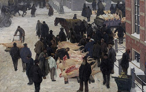 Varkensmarkt op de Grote Markt, Groningen, 1903, Ferdinand Gustaaf Willem Oldew