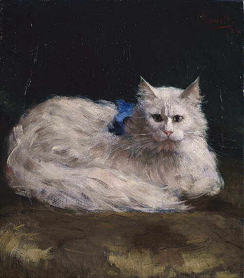 Portrait of an angora cat, 1888, Ferdinand Gustaaf Willem Oldew