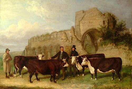 Cattle at Buildwas Abbey, Shropshire, 1841, James Pardon