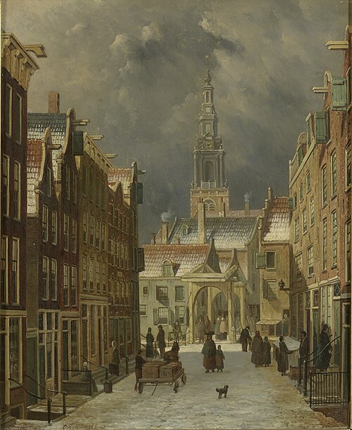 Gezicht op de Zuiderkerk te Amsterdam, 1863, Oene Romkes de Jongh
