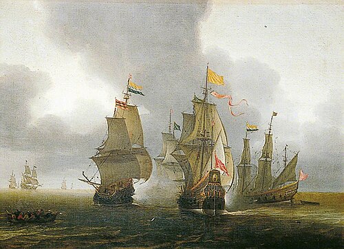 Sea Fight between Dutch and Spanish Ships, 1648, Willem van Diest