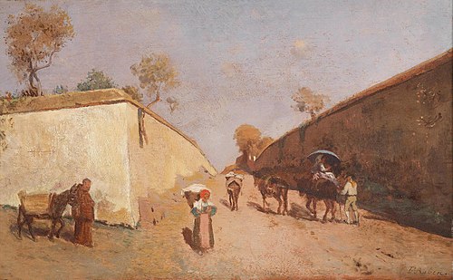 Italian village street, , Franz Leo Ruben