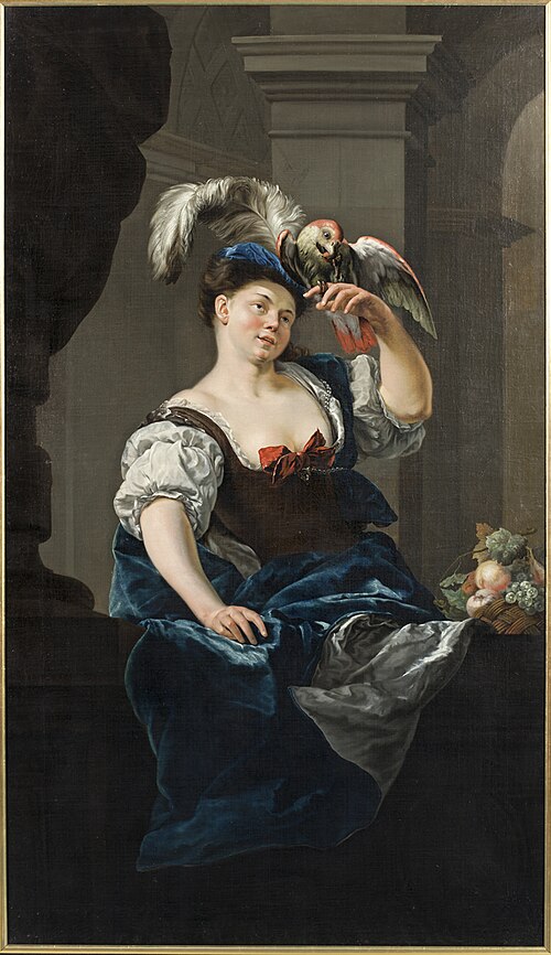 Dame met papegaai, 1748, Jan Abel Wassenbergh