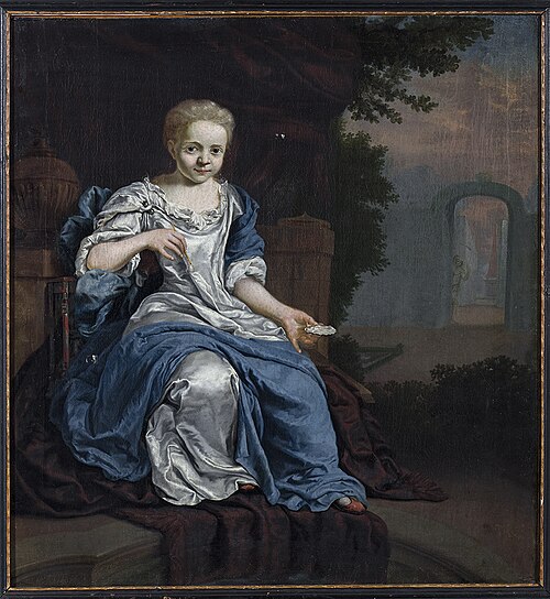 Portrait of een meisje dat bellen blaast, 1728, Jan Abel Wassenbergh