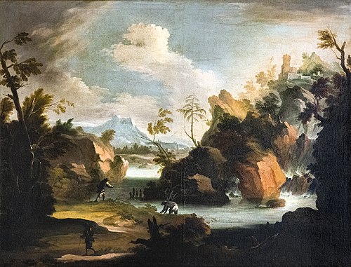 Paysage avec une cascade, , Jacob de Heusch
