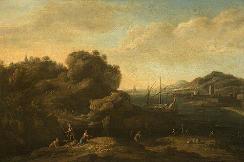 A Rocky Mediterranean Coast with Peasants and a Galley, , Jacob de Heusch