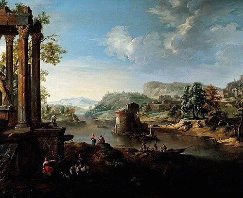Classical Landscape with River and Figures, , Jacob de Heusch
