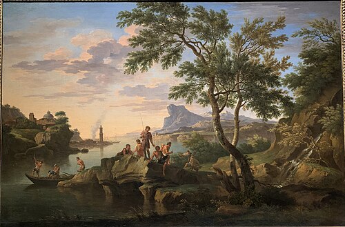 Riverside with Fishermen, 1700, Jacob de Heusch