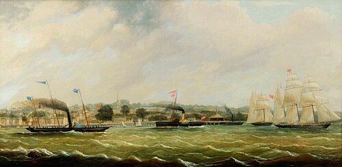 Solent Ferries off Ryde Pier, 1850, Arthur Wellington Fowles
