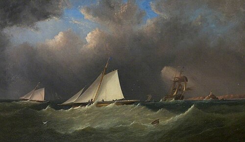 'Vanguard' and 'Foxhound' off the Longships, 1870, Arthur Wellington Fowles