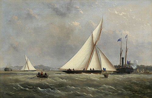 Cutter Irex wins the Royal Albert cup at Southsea, 1888, Arthur Wellington Fowles