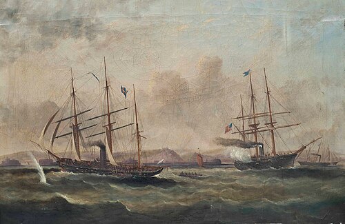 The celebrated engagement between the confederate raider C.S.S. Alabama and U.S.S. Kearsage, 19th Ju, 1864, Arthur Wellington Fowles