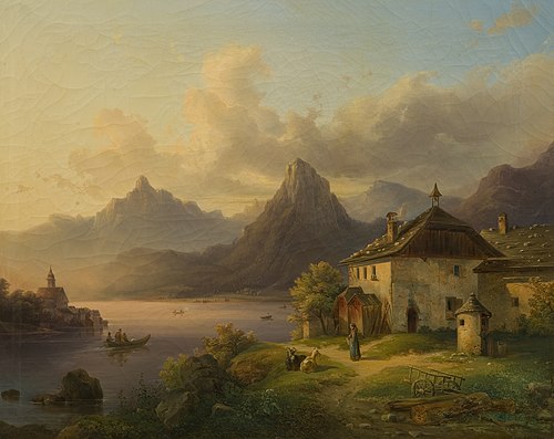 Landschaft mit Bergsee, 1849, Edmund Mahlknecht