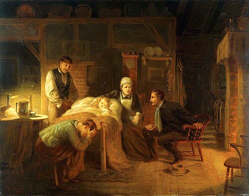 Anxious Moments: A Sick Child, Its Grieving Parents, a Nursemaid and a Medical Practitioner, 1894, John Whitehead Walton