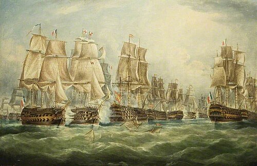 The Battle of Trafalgar, 21 October 1805 with 'Victory' Breaking through the Combined Fleet Astern o, , Richard Ball Spencer