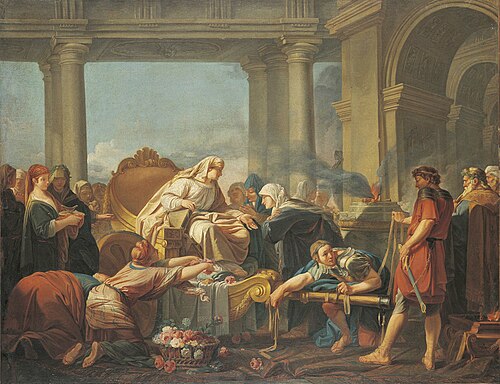 Cléobis et Biton conduisent le char de leur mère au temple de Junon, 1764, Jean-Baptiste Alizard