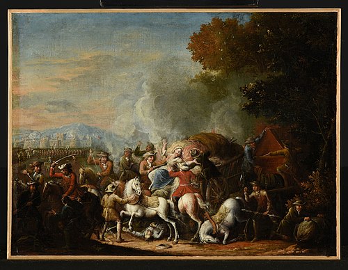L'attaque d'une charrette, 1750, Louis Joseph Watteau