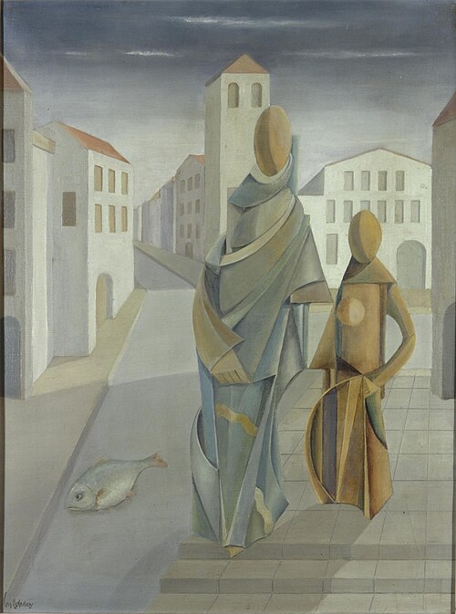 Twee staande figuren met vis, 1940, Cris Agterberg