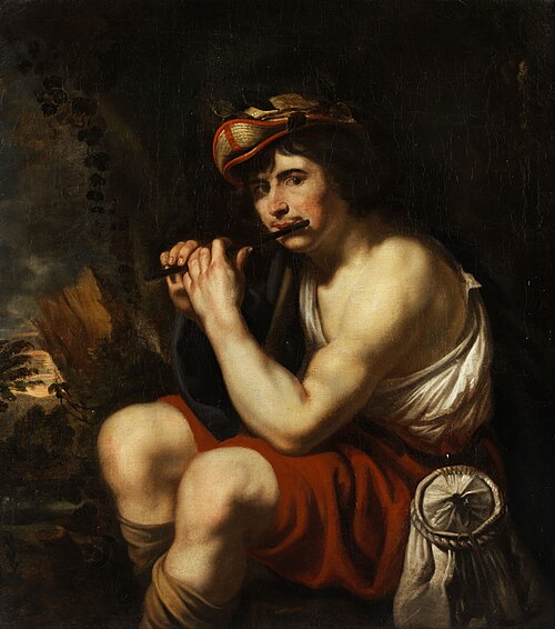 Young musician with a traverse flute, 1650, Jan Cossiers