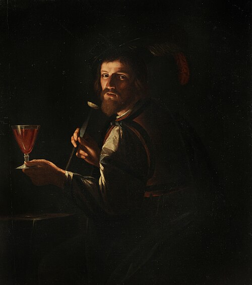 Young mercenary with wine glass, 1621, Jan Cossiers