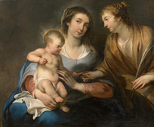 The mystic marriage of St Catherine, 1650, Jan Cossiers