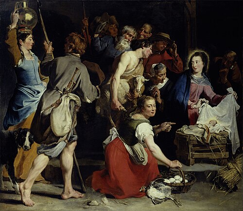 The adoration of the Shepherds, 1650, Jan Cossiers