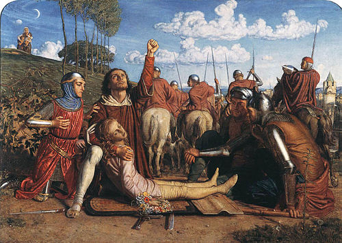 Rienzi vowing to obtain justice for the death of his young brother, slain in a skirmish between the , 1849, William Holman Hunt