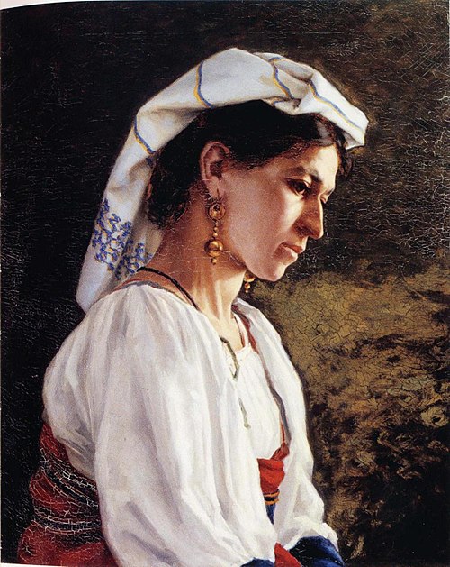 Italian model, half body, 1877, Hilda Granstedt