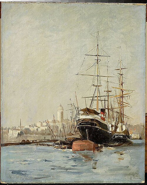 View of the seaport near Bursa, 1878, Stanisław Chlebowski