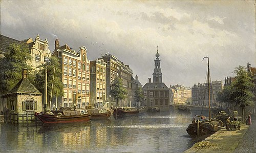 The Singel, Amsterdam, looking towards the Mint, 1886, Edouard Alexander Hilverdink
