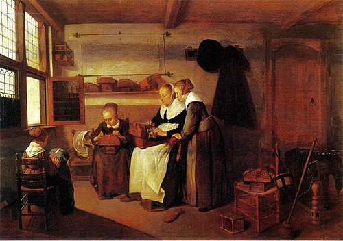 A Lacemaker Teaching her Pupils, 1654, Quirijn van Brekelenkam