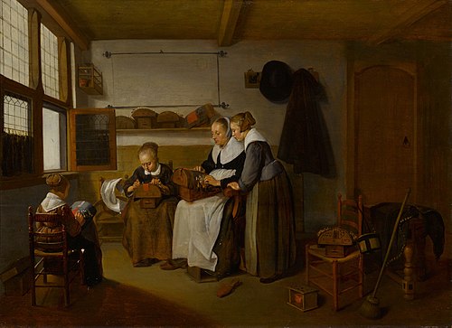 The Lacemaker's School, 1654, Quirijn van Brekelenkam