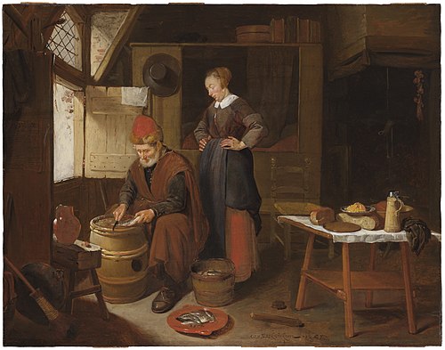 Fisherman and His Wife in an Interior, 1657, Quirijn van Brekelenkam
