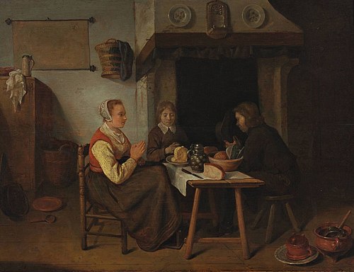 Prayer before the meal, 1655, Quirijn van Brekelenkam