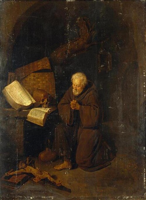 Hermit Before a Crucifix, 1660, Quirijn van Brekelenkam