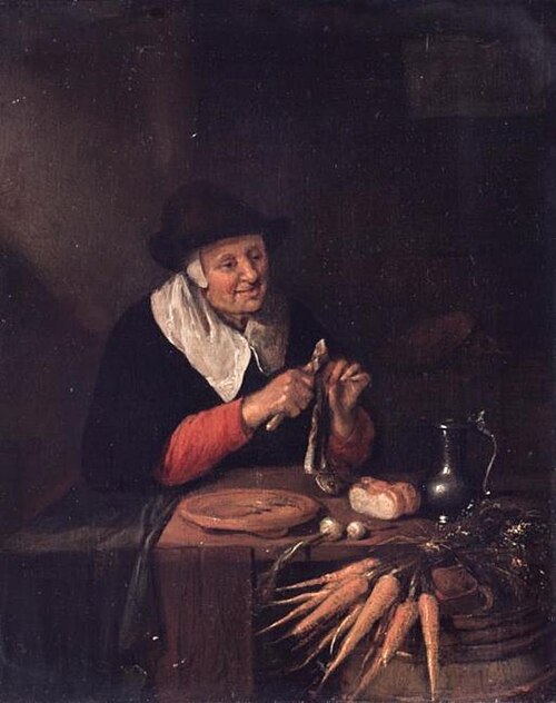 Old woman cleaning a herring, 1665, Quirijn van Brekelenkam
