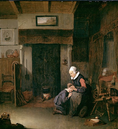An Old Woman Delousing a Boy, 1648, Quirijn van Brekelenkam