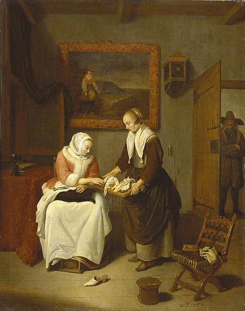 Interior with a Lady Choosing Fish, 1664, Quirijn van Brekelenkam
