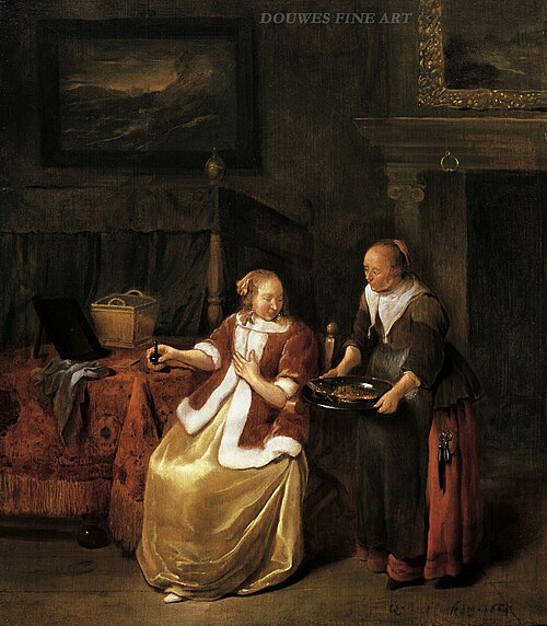 A housewife and maid with fish, 1664, Quirijn van Brekelenkam