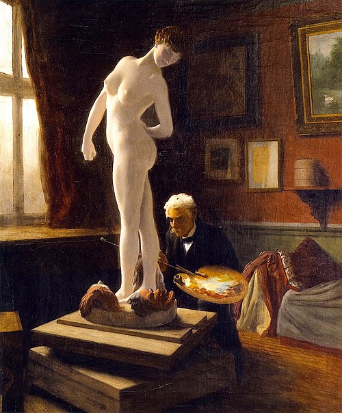 Autoportrait peignant La Joueuse de boules, 1902, Jean-Léon Gérôme