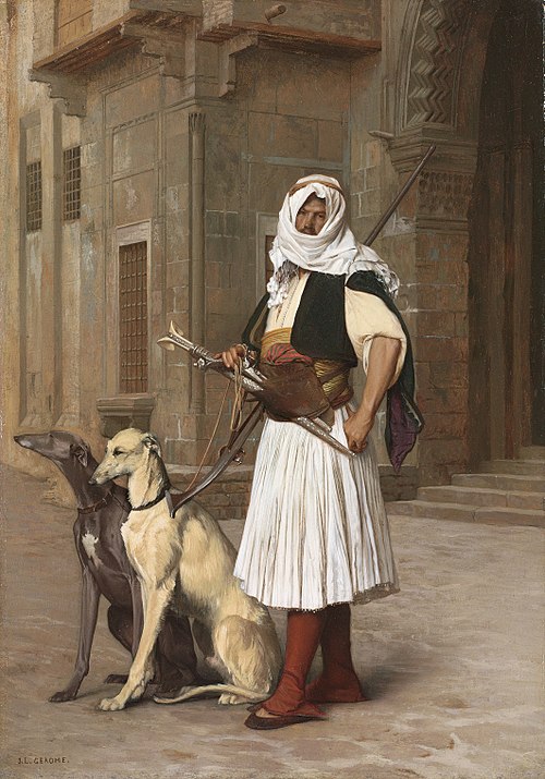 Arnaute avec deux chiens whippets, 1867, Jean-Léon Gérôme