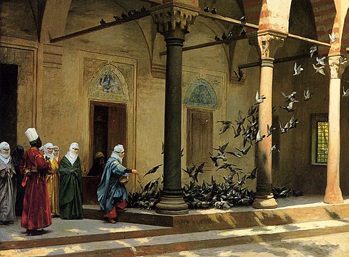 Avluda Güvercinleri Besleyen Harem Kadınları, , Jean-Léon Gérôme