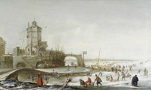 Winter landscape with skaters, 1630, Hendrick Avercamp
