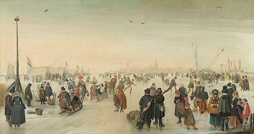 Enjoying the Ice near a Town, 1620, Hendrick Avercamp