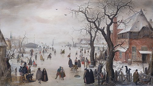 Winter Landscape with Skaters near a Village, 1610, Hendrick Avercamp