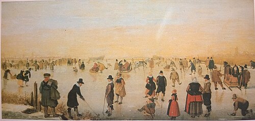Skating on the Ice (allegedly near Kampen), 1620, Hendrick Avercamp